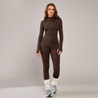 Giacca sportiva da donna con zip intera, maniche lunghe, vestibilità aderente, tessuto elasticizzato ad asciugatura rapida con fori per i pollici per corsa, yoga, palestra, allenamento, abbigliamento sportivo