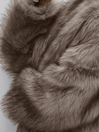 Manteau pour femme en fausse fourrure, couleur unie, devant ouvert, élégant, manches longues, col cascade, vêtement d'extérieur pour l'automne et l'hiver, vêtements pour femmes à porter au quotidien, vêtements pour femmes