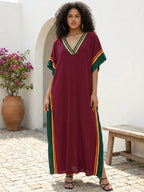 Robe longue décontractée pour femme Kaftan Oversize Chic Bohème Robe de maison Vêtements de plage Maillot de bain Cache-maillot Vêtement d'intérieur Bohème Été Vacances