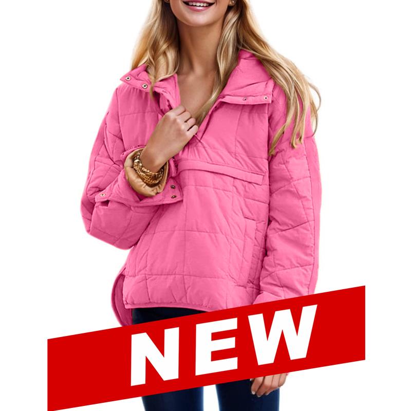Veste doudoune oversize matelassée à capuche chauve-souris pour femme, pull à manches longues léger et chaud avec grande poche poitrine