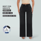 Magic SHAPUM Jeans BBL da Donna a Vita Media-Bassa, Gamba Larga, Vestibilità Comoda, Elasticizzati, in Denim, NERI, in Denim Elasticizzato, Gamba Larga, Jeans Larghi