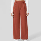 Pantaloni da Lavoro a Vita Alta con Tasche e Gamba Dritta, Abiti Business Casual da Donna, Abbigliamento Sportivo e da Esterno da Donna