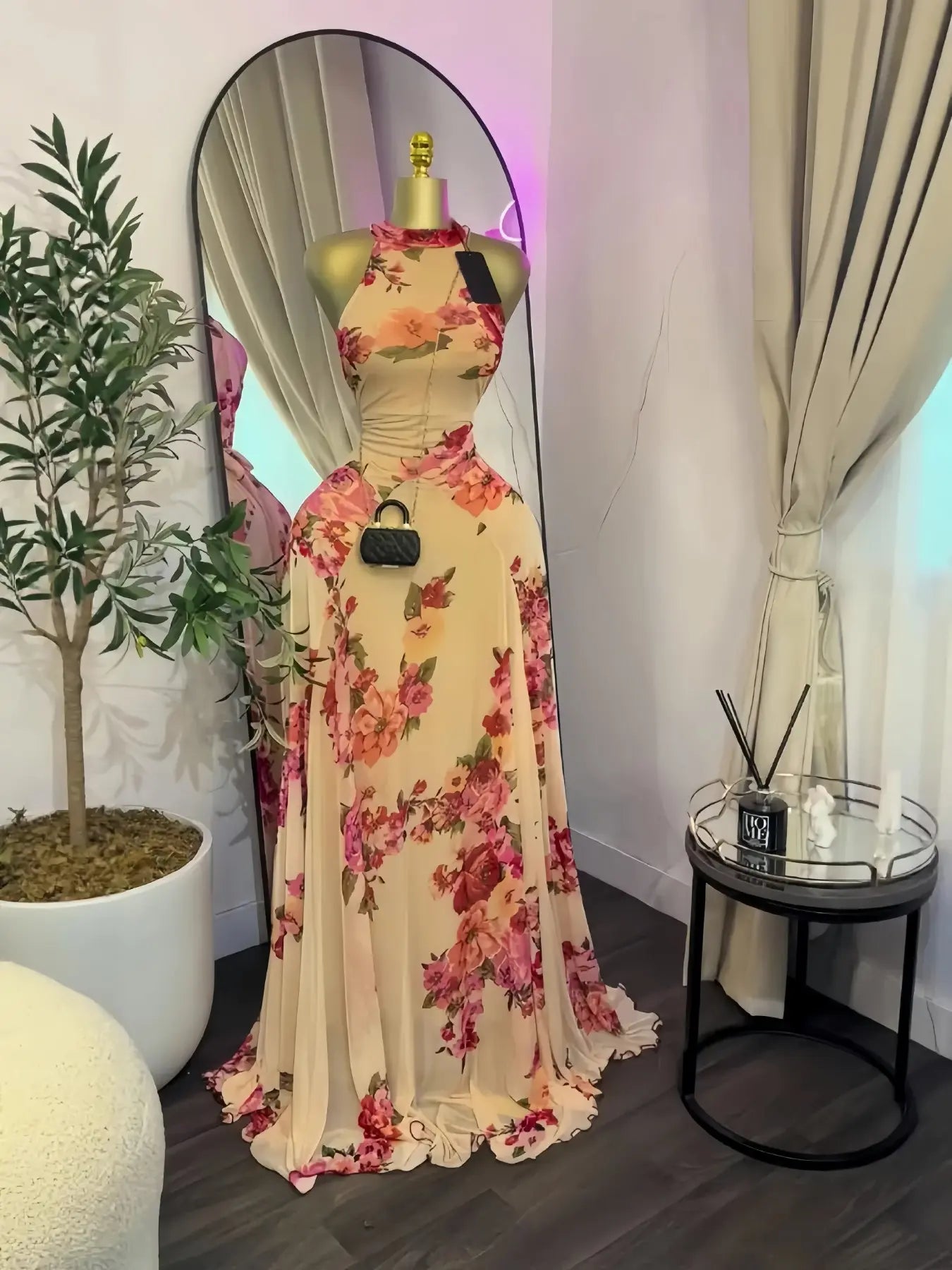 Women's O-Neck Sleeveless A-line Maxi Dress