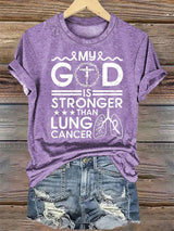Women's  My God Is Stronger Than Lung Cancer Christian Faith Support T-Shirt