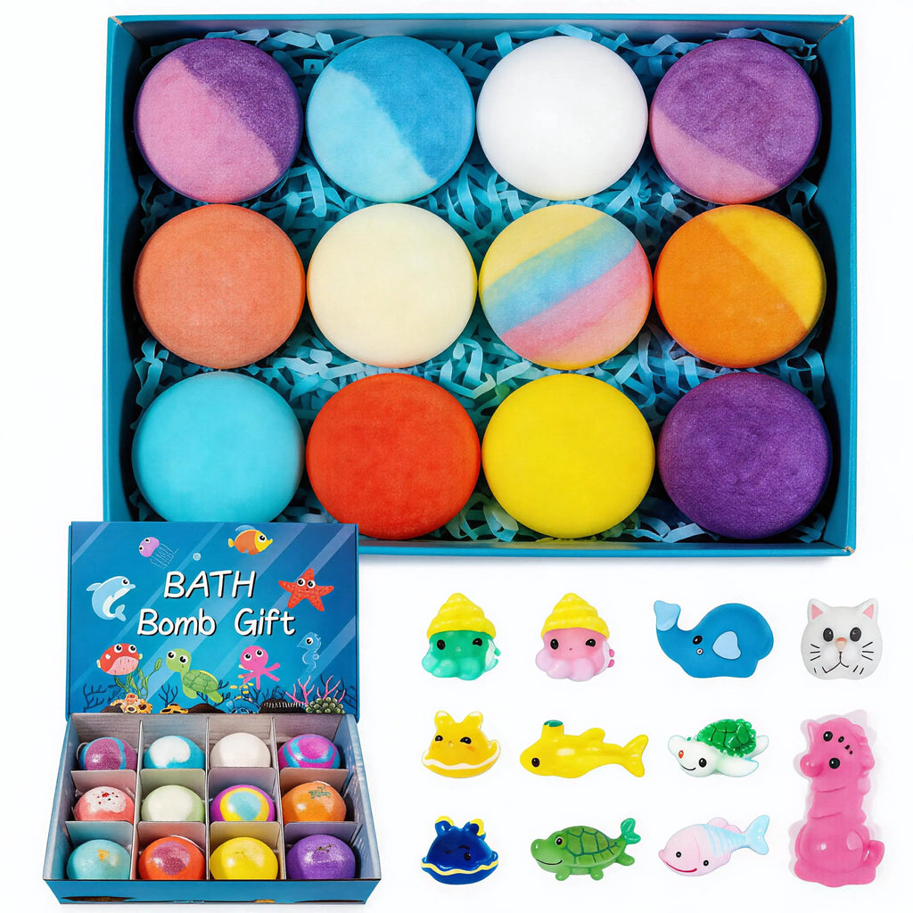 🛁🐣Bombe da Bagno per Bambini – Confezione da 12 con Giocattoli a Sorpresa all'Interno, Ideali per Cesti Pasquali
