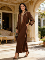 Elegante Abito Lungo da Donna Musulmana con Ricami Colorati, Perfetto per Tutte le Stagioni, Abbigliamento Elegante e Confortevole, Abiti da Donna Musulmana