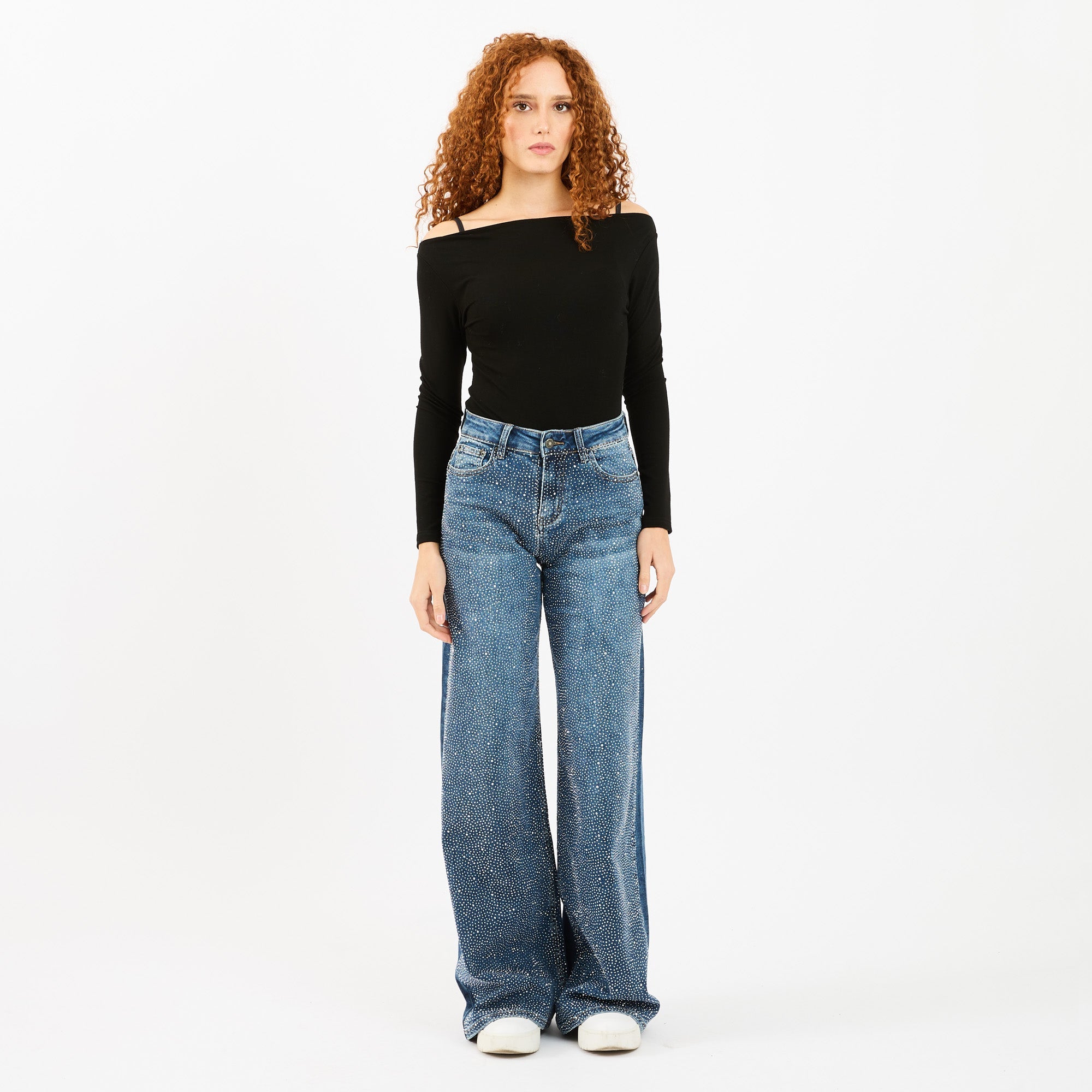 [2026.NOHO] Jeans Palazzo Con Brillantini