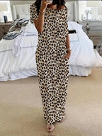 Robe de détente unie à manches chauve-souris pour femme, chemise de nuit décontractée et confortable à manches courtes pour le quotidien, vêtement de nuit pour femme pour toutes les saisons
