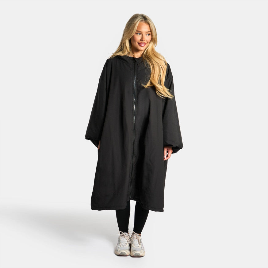 Peignoir de Séchage Imperméable Coupe-Vent, Robe de Changement Doublée Polaire Sherpa Douce, Manteau Veste à Capuche Surdimensionné à Manches Longues pour Enfants, Adultes, Hommes, Femmes, Surf, Plage, Natation, Restez au Sec