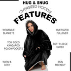 Couverture Sweat à Capuche Géante Homme Femme, Polaire Sherpa Ultra Douce Chaude Confortable Portable, Plaid Couverture à Manches pour Adultes Ados avec Grande Poche