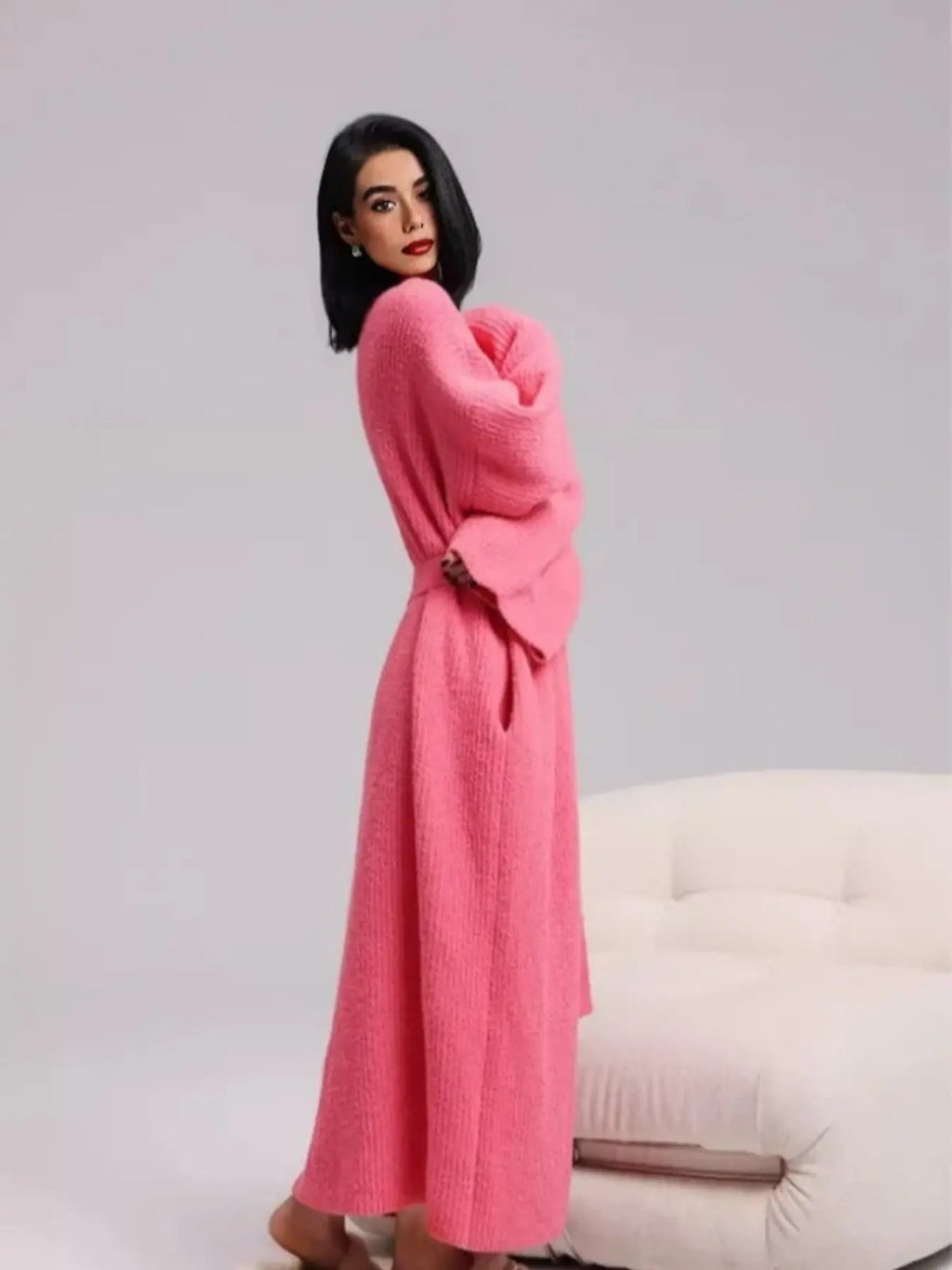 [DOUX et moelleux] Peignoir polaire double face pour femme | Vêtements de détente en peluche épais et longs | Pyjama chaud en flanelle pour l'automne et l'hiver | Doux, confortable et portable à l'intérieur et à l'extérieur