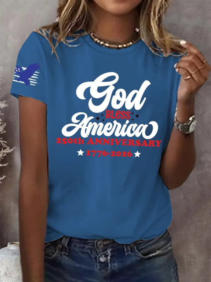 T-shirt con stampa "Retro God Bless America 250th Anniversary"