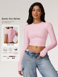 T-shirt sportiva da donna a girocollo tinta unita a compressione
