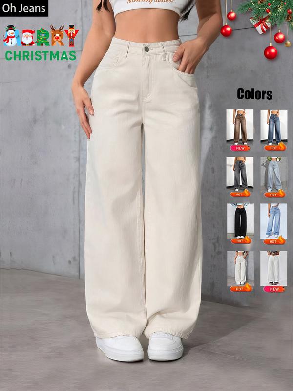 Jean en jean avec poches et taille élastique pour femme, pantalon décontracté et confortable pour toutes les saisons, parfait pour toute occasion décontractée, vêtement en jean