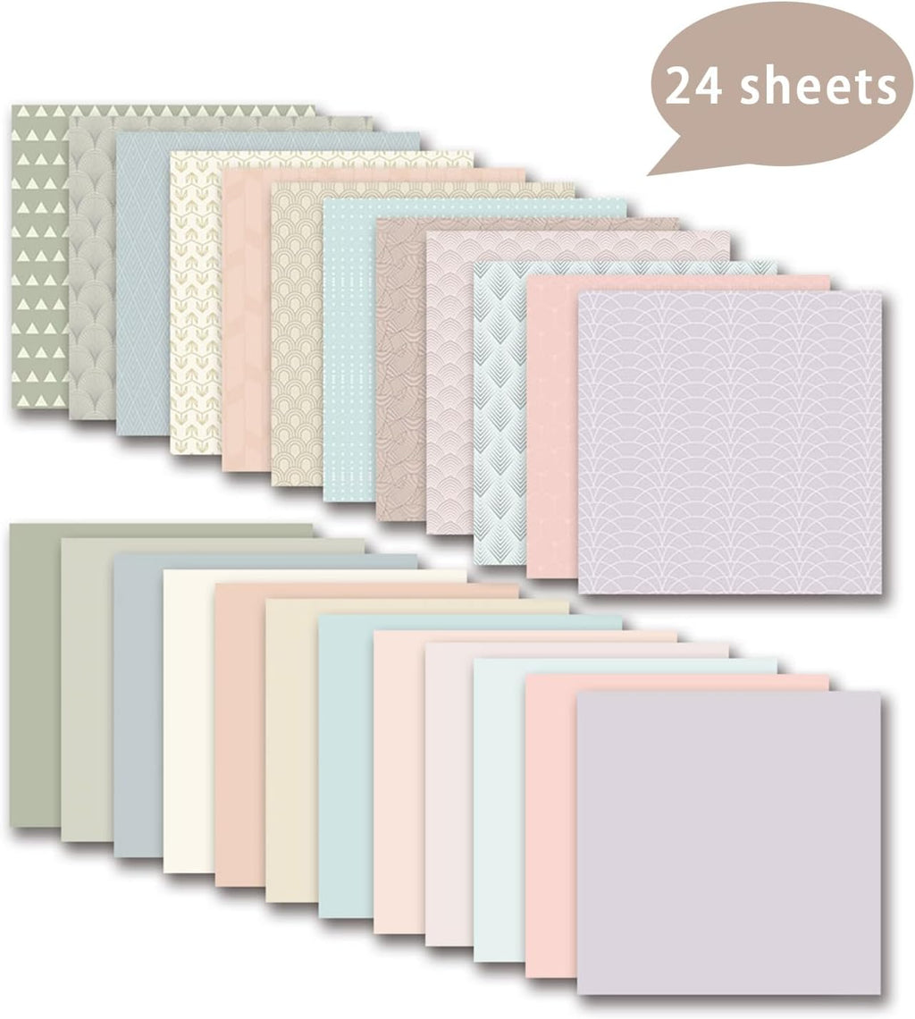 12x12 Boho Scrapbook Paper, 24 Sheets/24 Designs Double Sided Patterned Paper Colorful Decorative Craft Journal Scrapbooking Supplies for Photo Album Decor