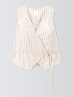 Ensemble 2 pièces pour femme (débardeur sans manches rayé ou uni et pantalon large taille haute)