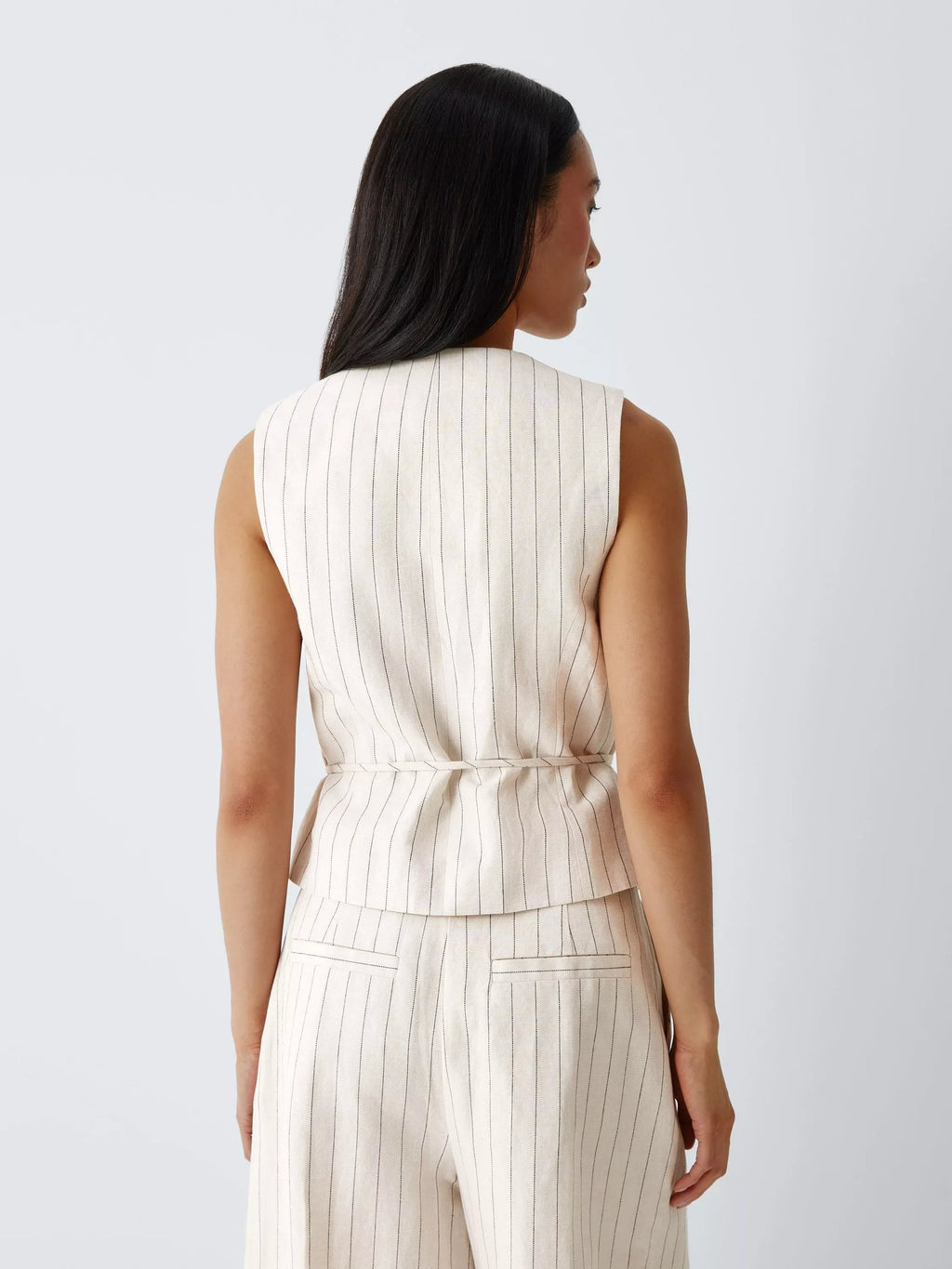 Ensemble 2 pièces pour femme (débardeur sans manches rayé ou uni et pantalon large taille haute)