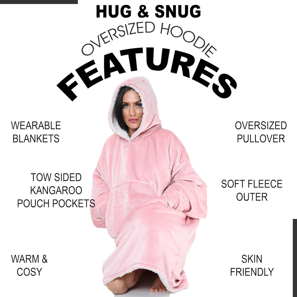 Couverture Sweat à Capuche Géante Homme Femme, Polaire Sherpa Ultra Douce Chaude Confortable Portable, Plaid Couverture à Manches pour Adultes Ados avec Grande Poche