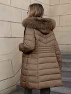 Veste imperméable décontractée en coton à capuche pour femme, doudoune légère avec poches, coupe ample en tissu épais pour l'automne et l'hiver