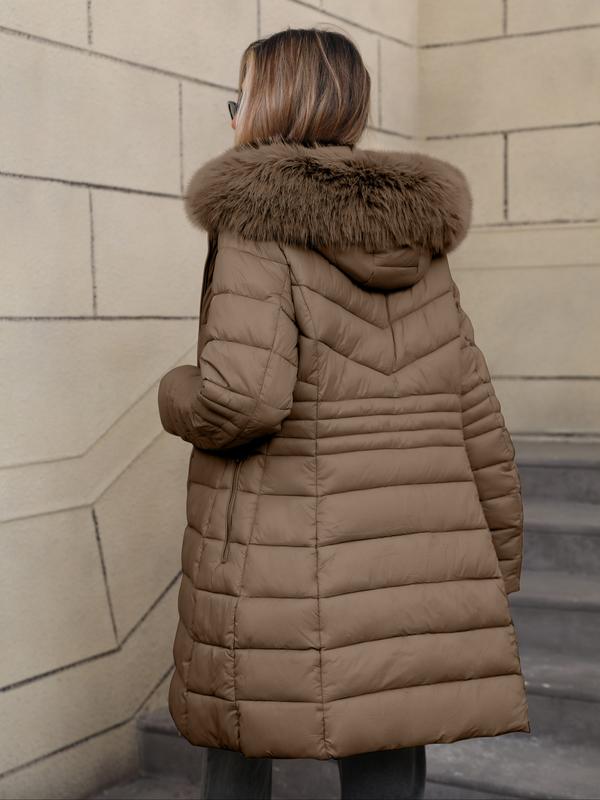 Veste imperméable décontractée en coton à capuche pour femme, doudoune légère avec poches, coupe ample en tissu épais pour l'automne et l'hiver