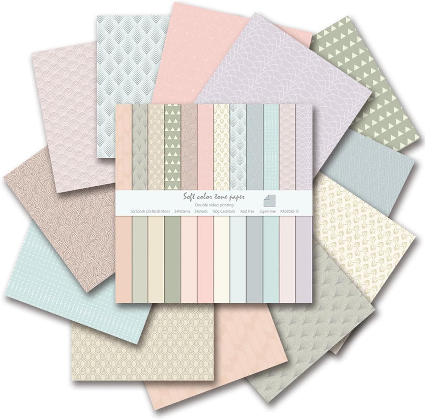 12x12 Boho Scrapbook Paper, 24 Sheets/24 Designs Double Sided Patterned Paper Colorful Decorative Craft Journal Scrapbooking Supplies for Photo Album Decor