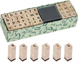 30PCS Wooden Rubber Stamps, Vintage Wood Letter, Mini Cute Emoji Stamps for Cards Making DIY Scrapbooking Photo Album Decoration
