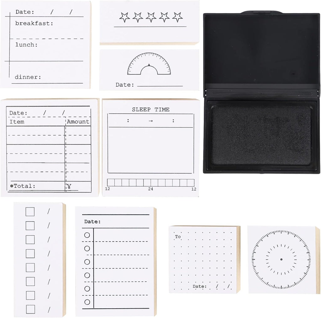 30PCS Wooden Rubber Stamps, Vintage Wood Letter, Mini Cute Emoji Stamps for Cards Making DIY Scrapbooking Photo Album Decoration