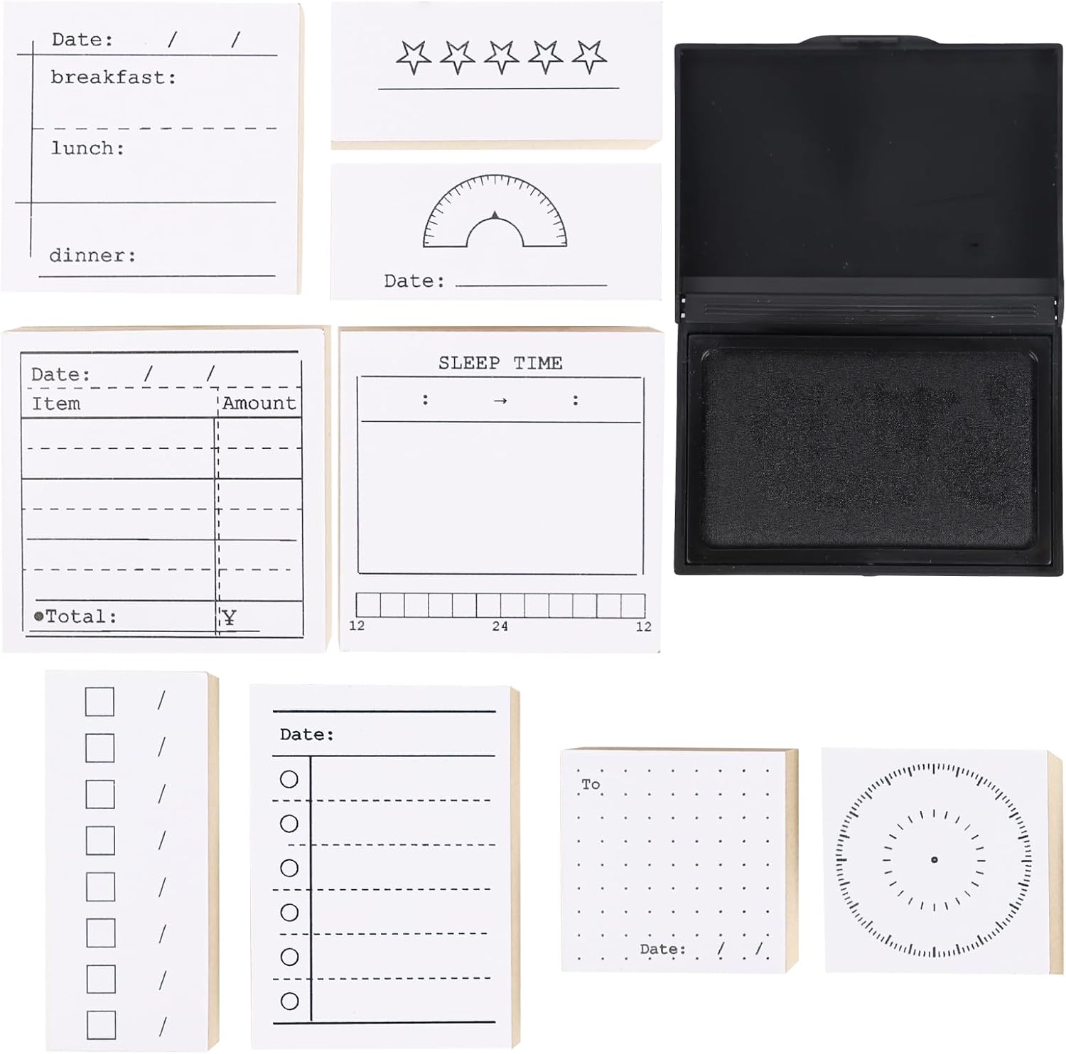 30PCS Wooden Rubber Stamps, Vintage Wood Letter, Mini Cute Emoji Stamps for Cards Making DIY Scrapbooking Photo Album Decoration