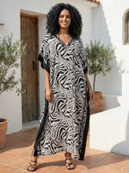 Robe longue décontractée pour femme Kaftan Oversize Chic Bohème Robe de maison Vêtements de plage Maillot de bain Cache-maillot Vêtement d'intérieur Bohème Été Vacances