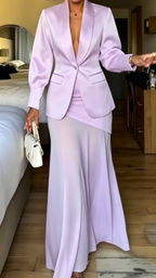 Ensemble Élégant Femme : Blazer à Col + Jupe Patchwork