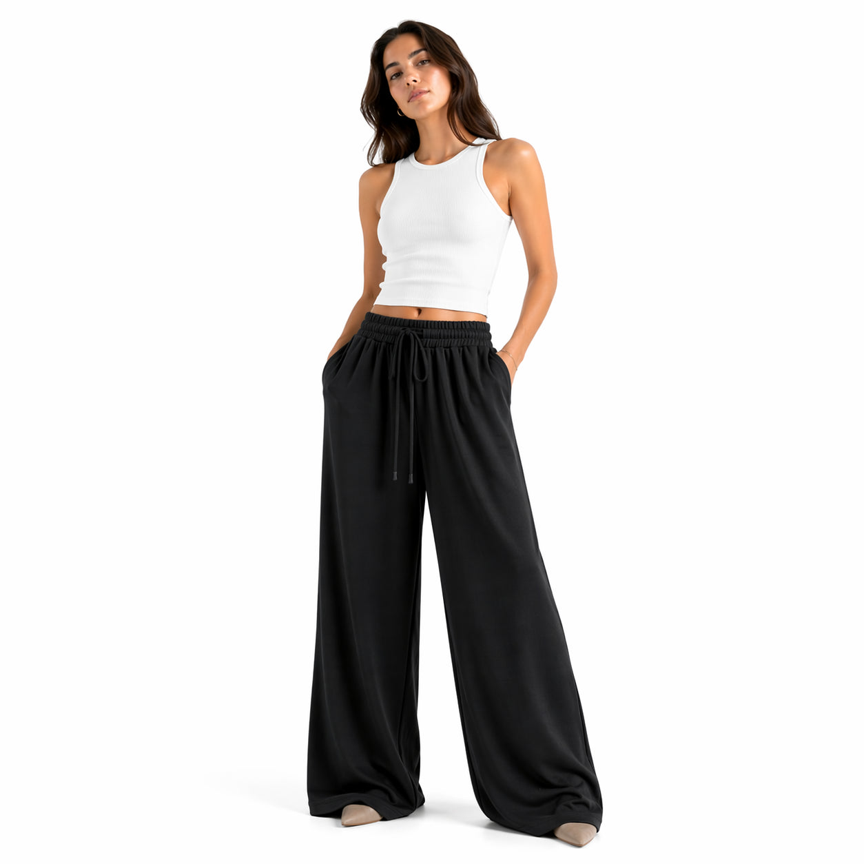 Fluid palazzo trousers – Elegant wide cut, elasticated waist