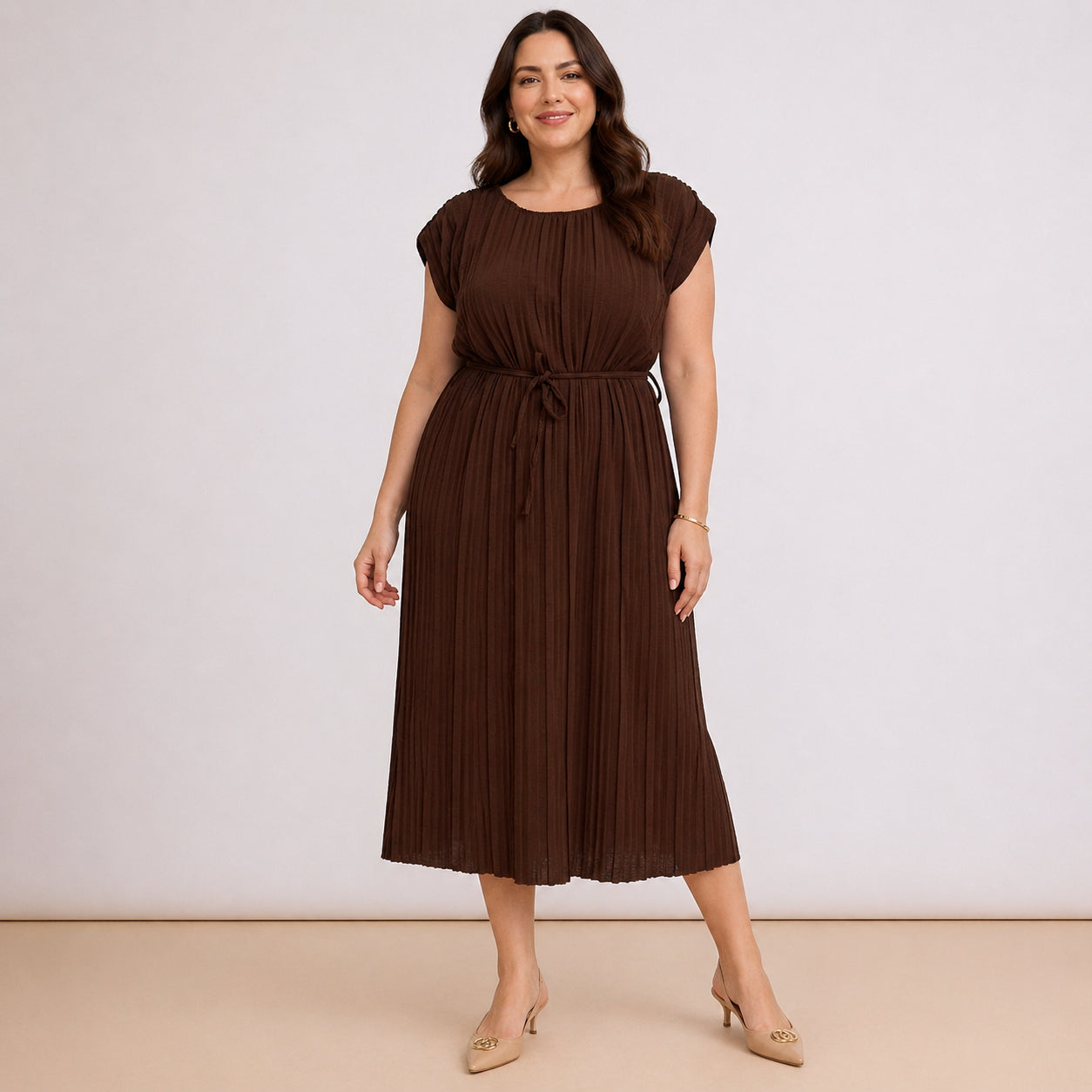 [2026.COUTURE] Vestito Plissè Con Spallina