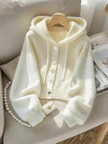 Felpa con cappuccio nuova collezione Autunno/Inverno, morbida e confortevole, giacca in maglia stile pigro con design unico e casual, elegante top a maniche lunghe