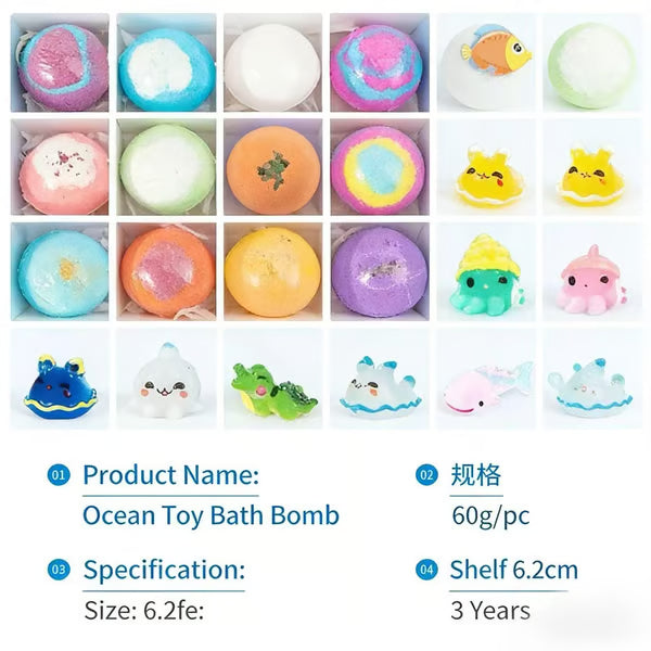 🛁🐣Bombe da Bagno per Bambini – Confezione da 12 con Giocattoli a Sorpresa all'Interno, Ideali per Cesti Pasquali