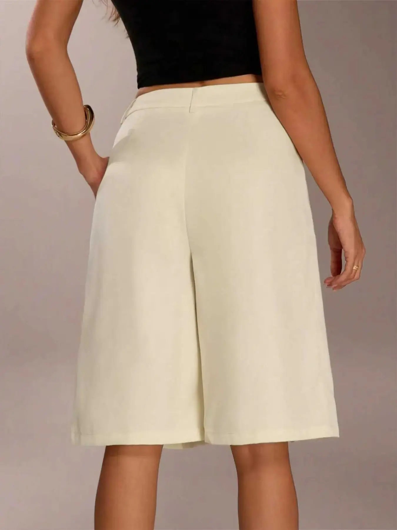 Short Bermuda Femme Uni Simple de Navette, Short Décontracté d'Affaires Toutes Saisons, Élégant et Confortable