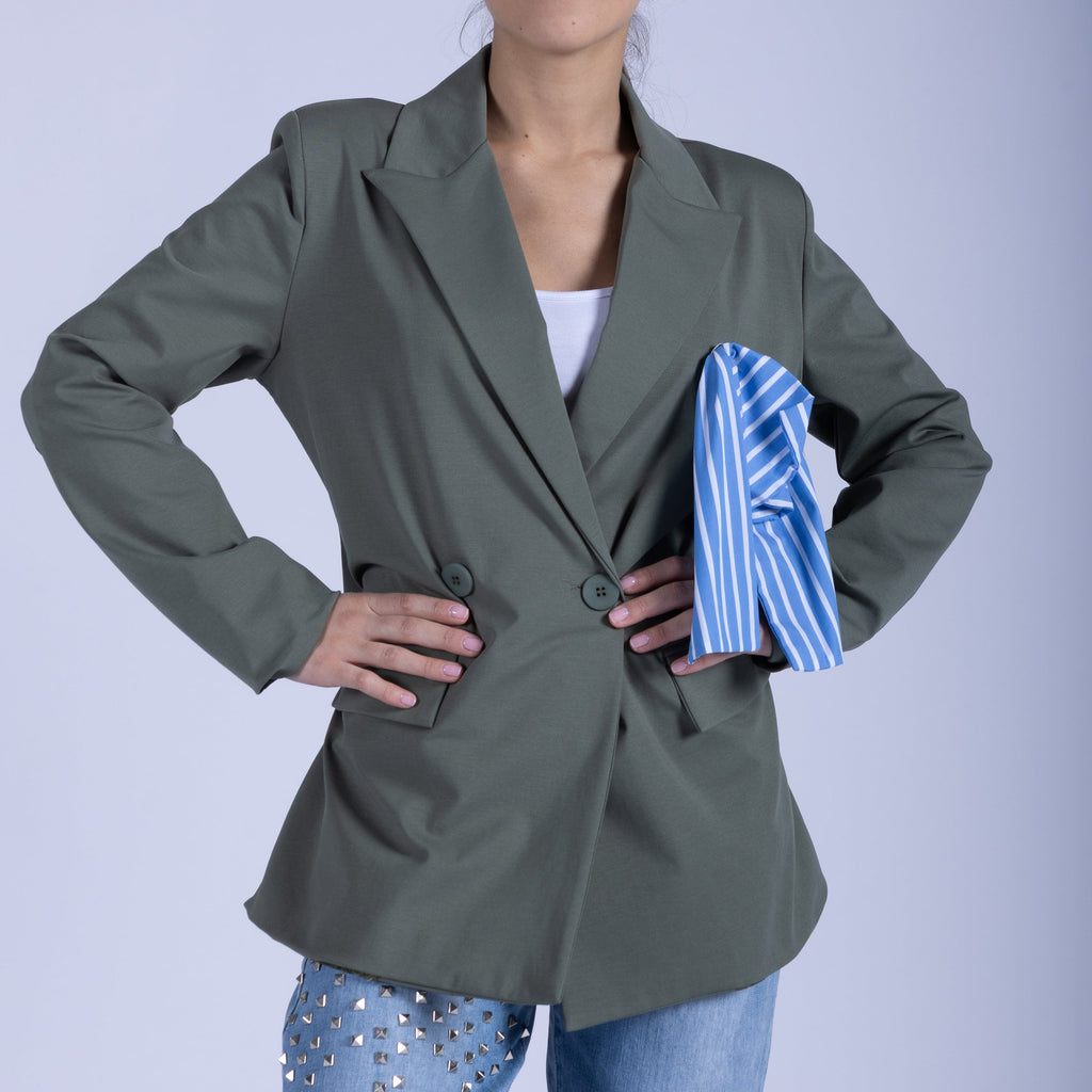 DOUBLE BREASTED BLAZER WITH BOW