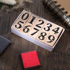 10 Pcs Number Stamps Set, Wooden Number Rubber Stamps 0-9 with 2 Colors Stamp Pad, Craft Ink Digits Stamp for Calendar Scrapbooking Card Making DIY Crafting Back to School Supplies Gifts