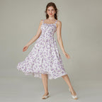 Robe longue d'été de style corset milkmaid sans manches à bretelles pour femme
