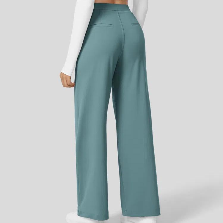 Pantalon de travail droit taille haute avec poches, Tenues d'affaires décontractées pour femmes, Vêtements de sport et de plein air pour femmes