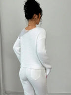 Pull uni pour femme, pull décontracté à manches longues pour l'automne et l'hiver, tricot confortable pour femme à porter au quotidien ou en soirée