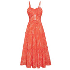 Robe longue bohème décontractée pour femme - Robe d'été à bretelles spaghetti smockée à volants avec poches, grande taille, vêtements bohèmes pour femme
