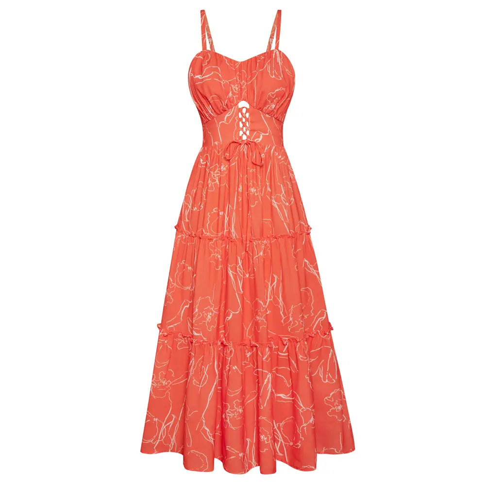 Robe longue bohème décontractée pour femme - Robe d'été à bretelles spaghetti smockée à volants avec poches, grande taille, vêtements bohèmes pour femme