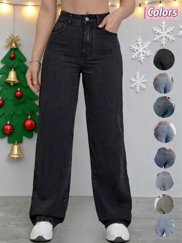Jean droit ample femme style vintage, jean décontracté pour l'automne et l'hiver, look boyfriend classique