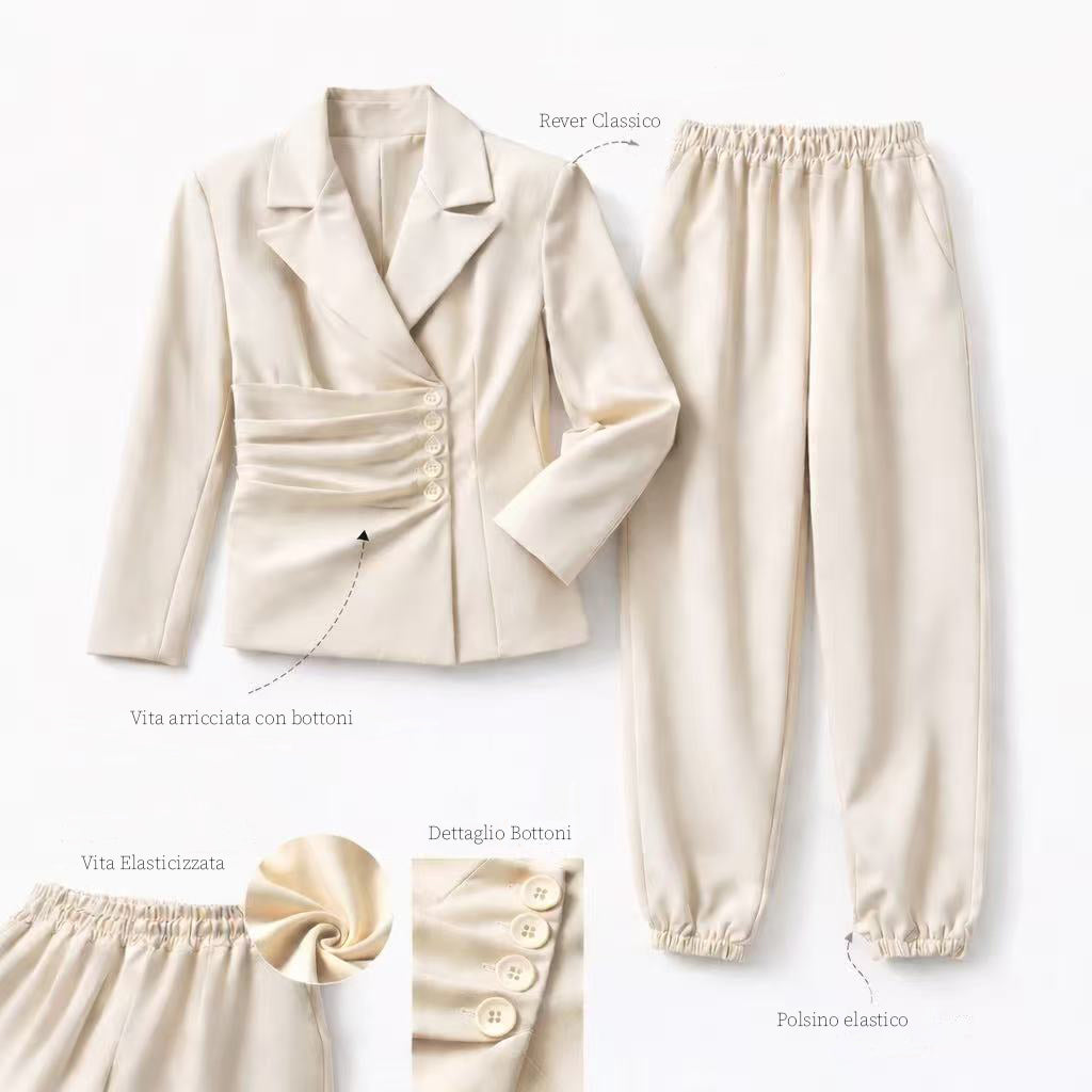 [2026.SOUL] Completo Con Blazer Drappeggiato E Pantalone