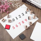 10 Pcs Number Stamps Set, Wooden Number Rubber Stamps 0-9 with 2 Colors Stamp Pad, Craft Ink Digits Stamp for Calendar Scrapbooking Card Making DIY Crafting Back to School Supplies Gifts