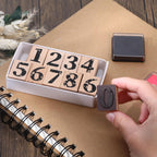 10 Pcs Number Stamps Set, Wooden Number Rubber Stamps 0-9 with 2 Colors Stamp Pad, Craft Ink Digits Stamp for Calendar Scrapbooking Card Making DIY Crafting Back to School Supplies Gifts