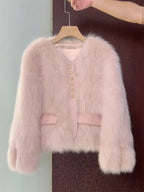 Manteau en fausse fourrure de renard pour femme, section courte, nouvelle collection automne hiver, version coréenne, pour les trajets quotidiens, en vraie fourrure patchwork, vêtement d'extérieur.