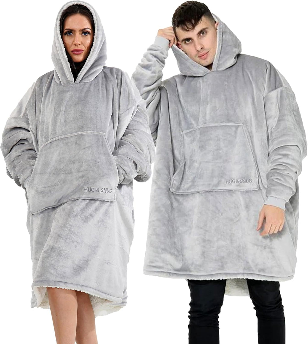 Couverture Sweat à Capuche Géante Homme Femme, Polaire Sherpa Ultra Douce Chaude Confortable Portable, Plaid Couverture à Manches pour Adultes Ados avec Grande Poche