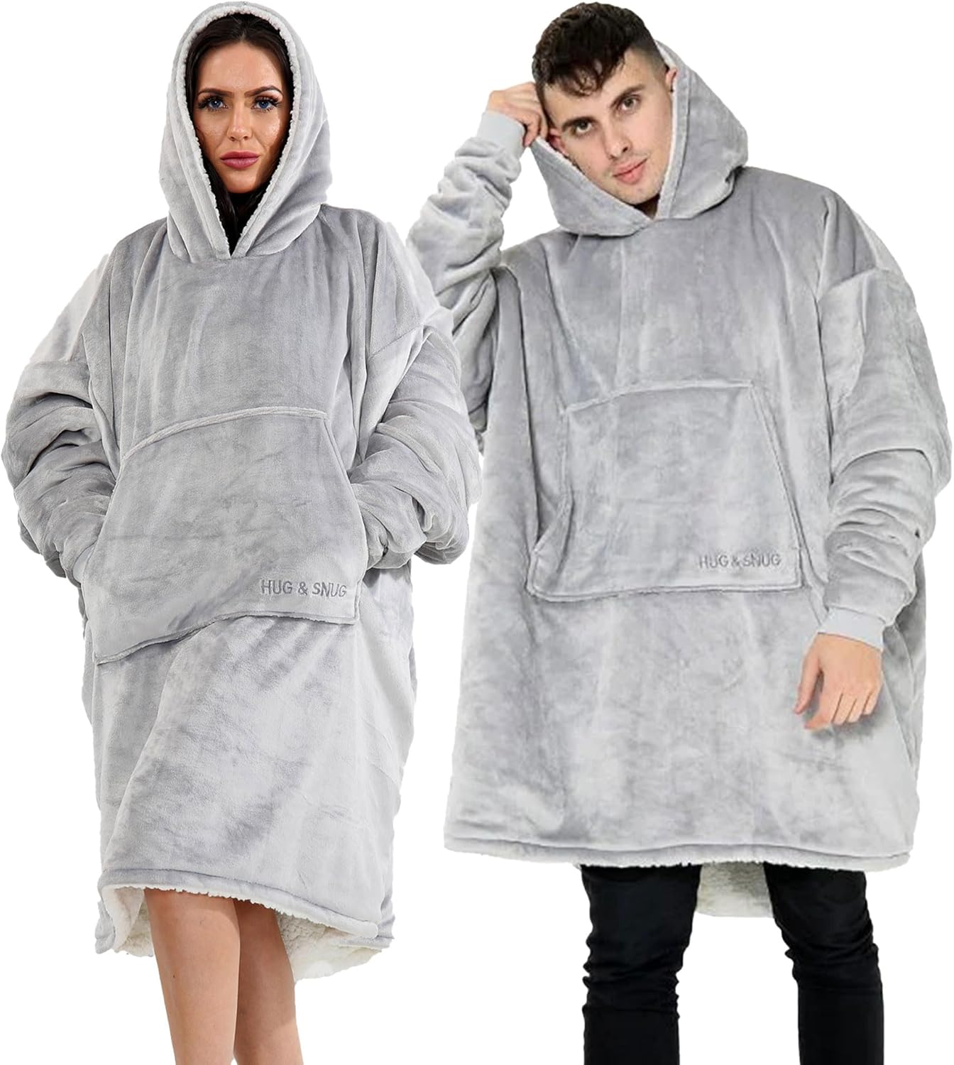 Couverture Sweat à Capuche Géante Homme Femme, Polaire Sherpa Ultra Douce Chaude Confortable Portable, Plaid Couverture à Manches pour Adultes Ados avec Grande Poche