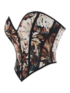 Women's Floral Print Shapewear Tops, Fashionable Lace Up Closure Corset, Tummy Control Shaper for Women